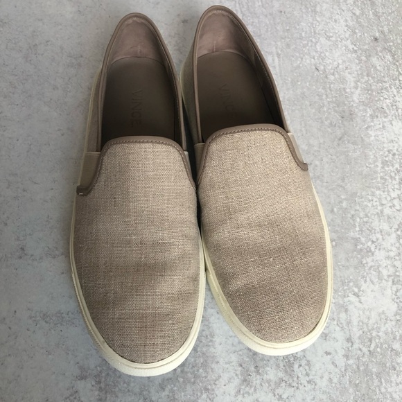 Vince Women’s Sneaker Preston Natural Linen Slip On Loafer Flat Size 6.5 - Picture 9 of 12